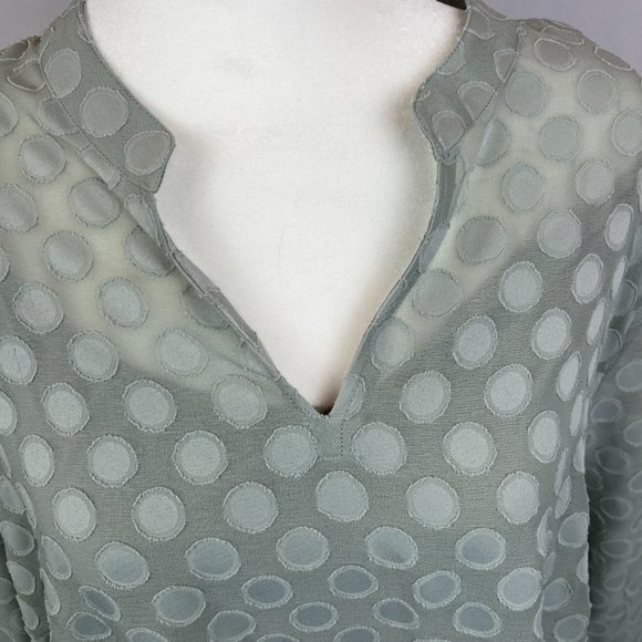 Soft Surroundings Sage Green Popover Tunic Circle Pattern Ruffle Hemline size XL - Picture 4 of 12